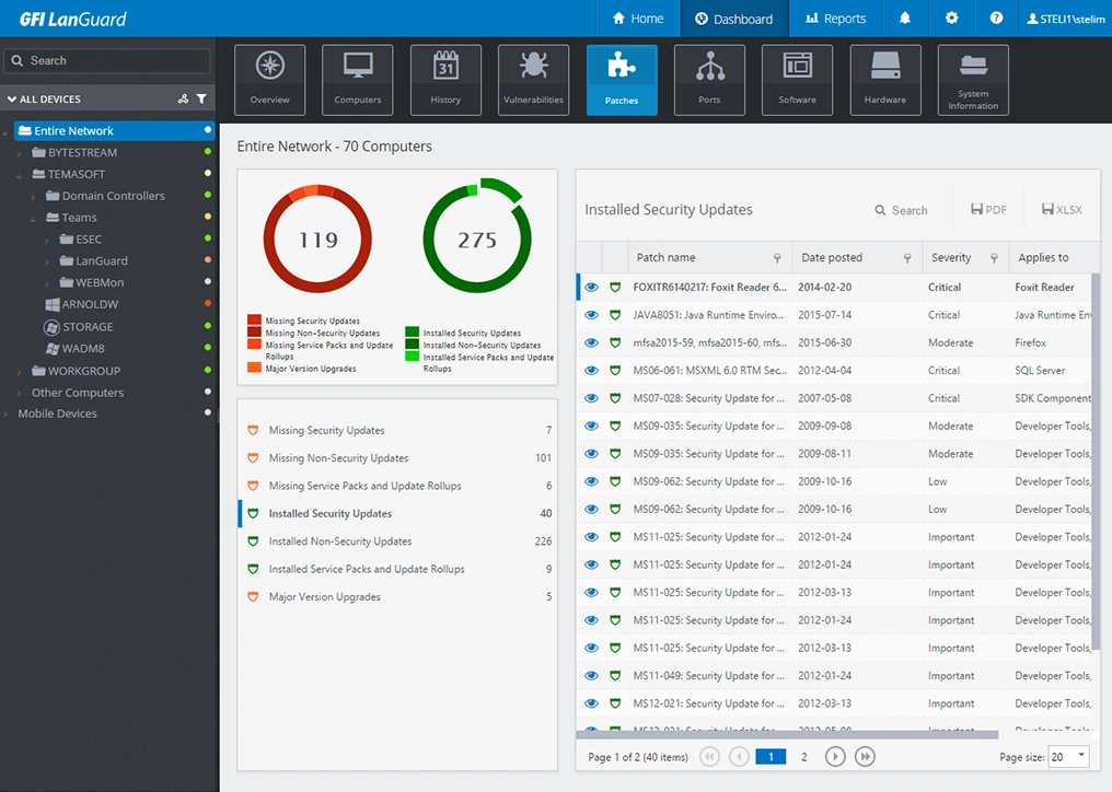 GFI LanGuard Web GUI