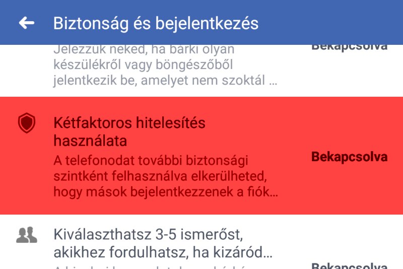 Facebook kétfaktoros hitelesítés