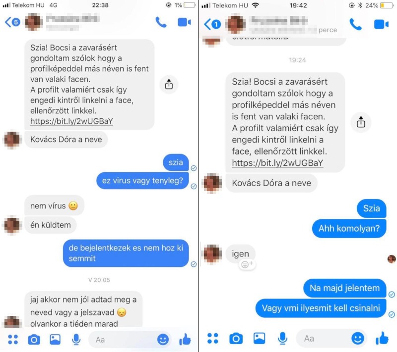 Facebook Messenger phishing message