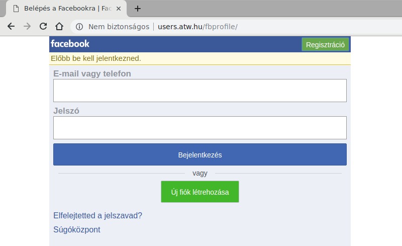 Facebook Messenger phishing site